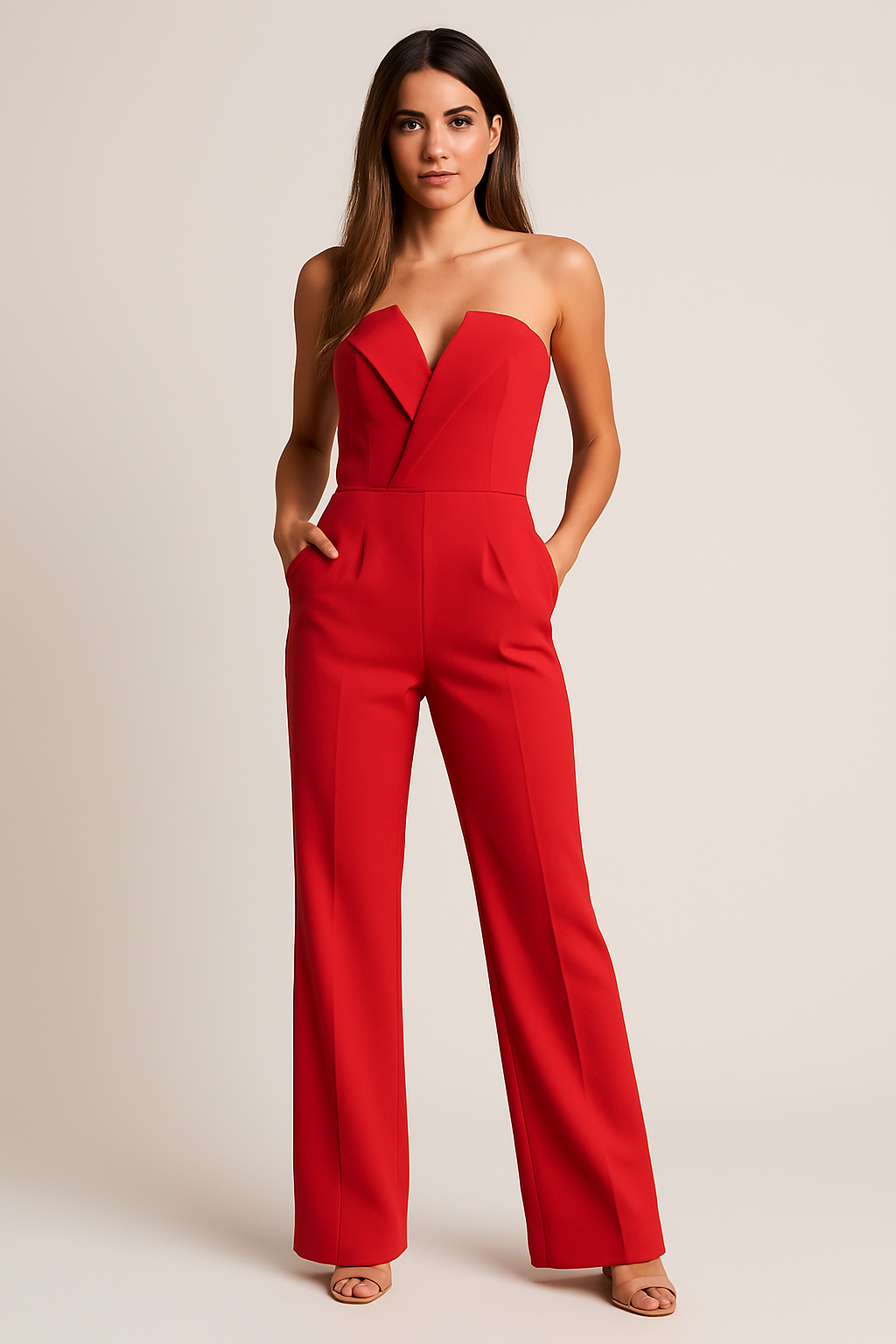 Madison | V-Ausschnitt Weites Bein Jumpsuit
