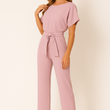 Natalie | Kurzarm Weites Bein Jumpsuit