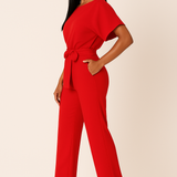Natalie | Kurzarm Weites Bein Jumpsuit