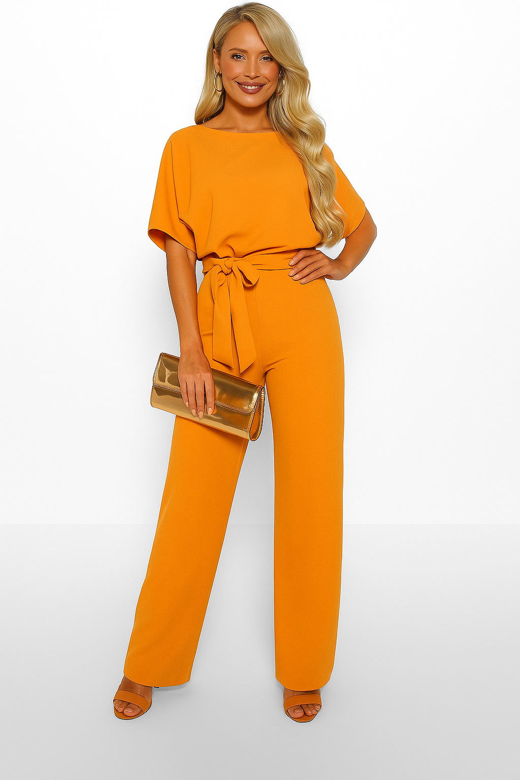 Natalie | Kurzarm Weites Bein Jumpsuit