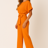 Natalie | Kurzarm Weites Bein Jumpsuit