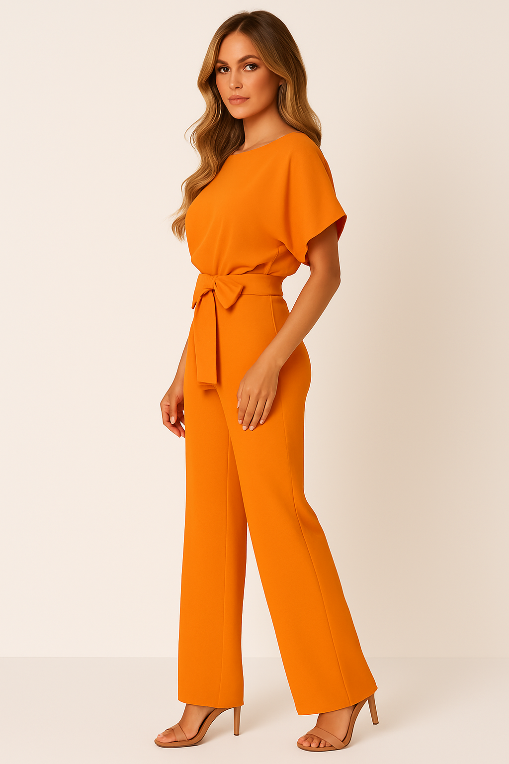Natalie | Kurzarm Weites Bein Jumpsuit