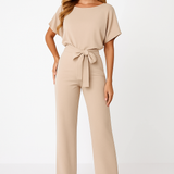 Natalie | Kurzarm Weites Bein Jumpsuit