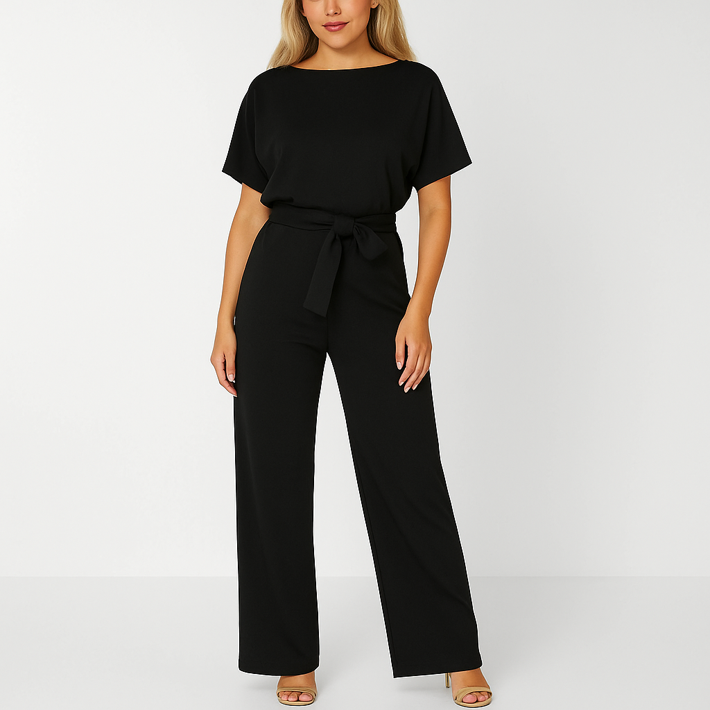 Natalie | Kurzarm Weites Bein Jumpsuit