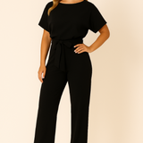 Natalie | Kurzarm Weites Bein Jumpsuit