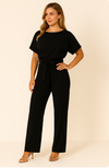 Natalie | Kurzarm Weites Bein Jumpsuit