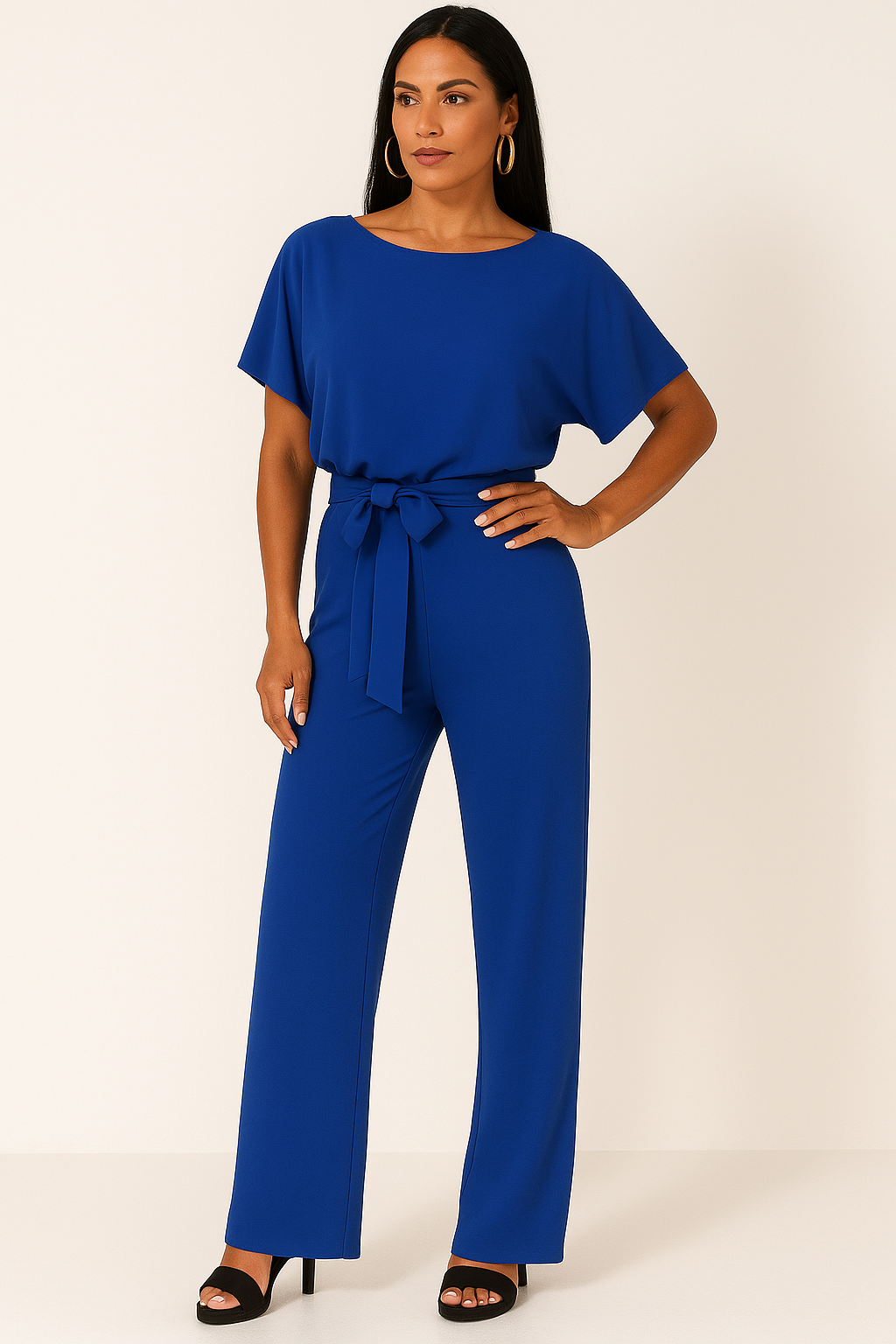 Natalie | Kurzarm Weites Bein Jumpsuit