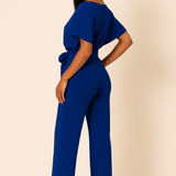 Natalie | Kurzarm Weites Bein Jumpsuit