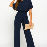 Natalie | Kurzarm Weites Bein Jumpsuit