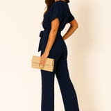 Natalie | Kurzarm Weites Bein Jumpsuit