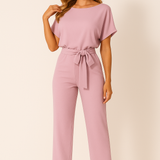 Natalie | Kurzarm Weites Bein Jumpsuit