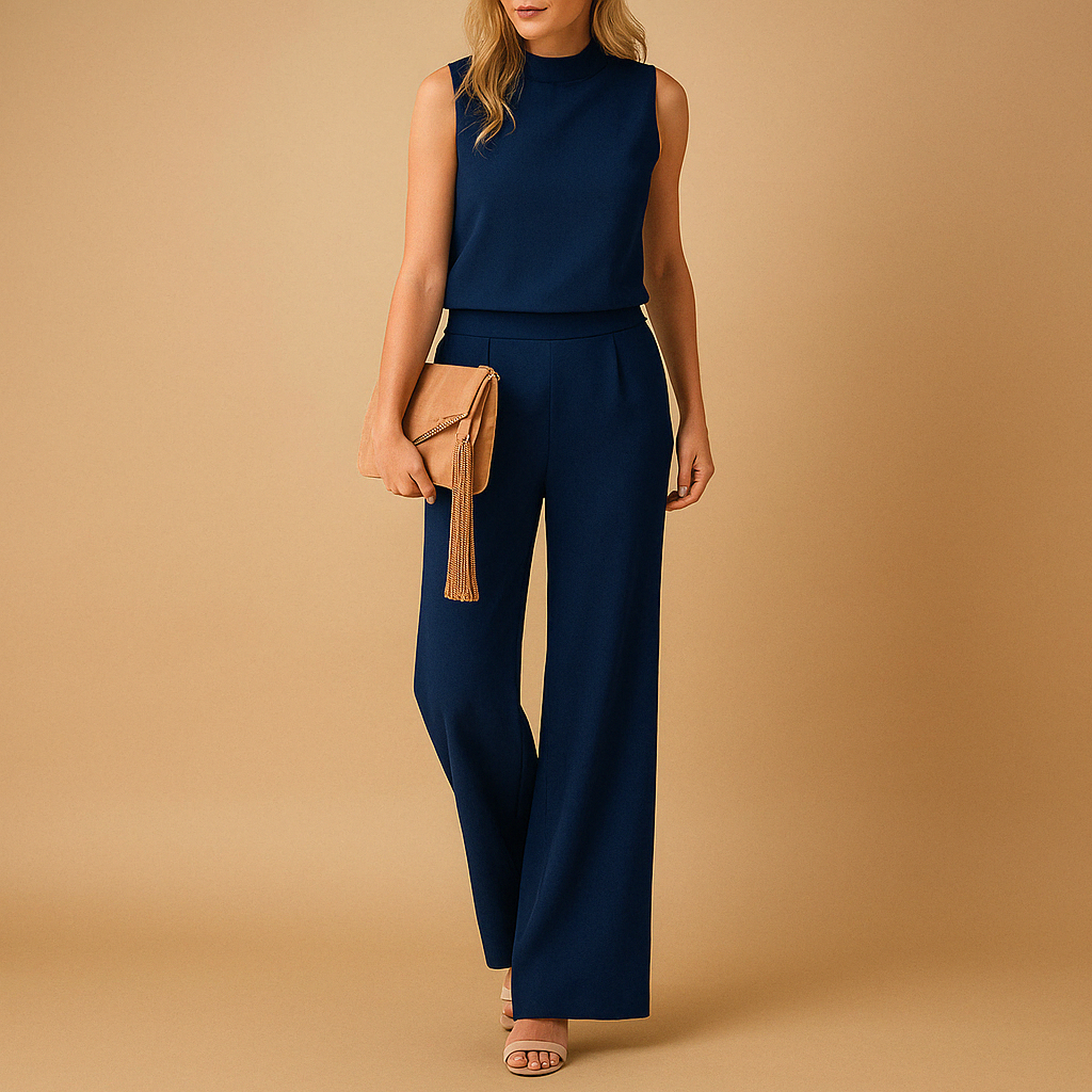 Sofia | Rundhals Weites Bein Jumpsuit