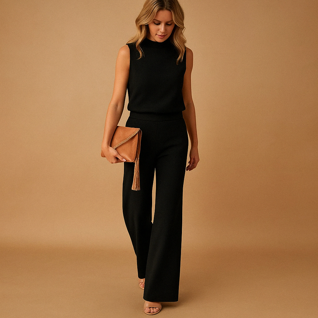Sofia | Rundhals Weites Bein Jumpsuit