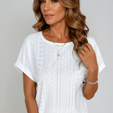 Celeste | Loch Embroidery Crew Neck Top