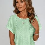 Celeste | Loch Embroidery Crew Neck Top