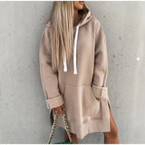 Damen Warme Oversize Hoodie | Lang