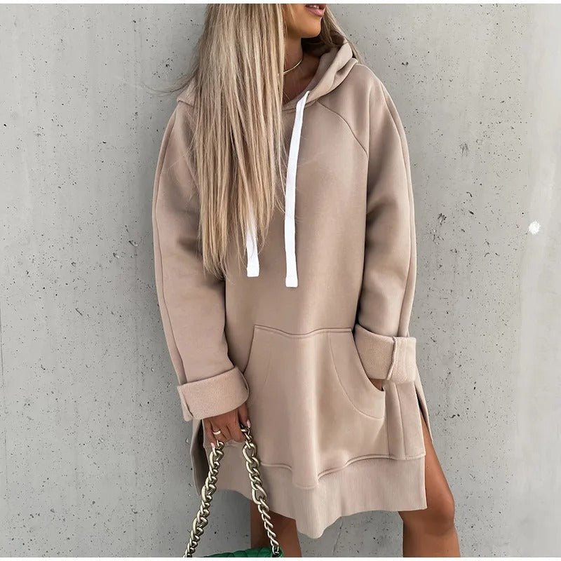 Damen Warme Oversize Hoodie | Lang