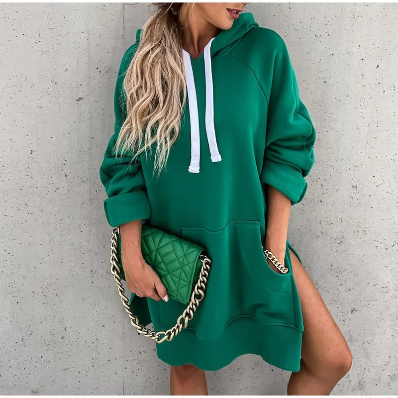 Damen Warme Oversize Hoodie | Lang