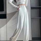 Damen Hohe Taille mit Taschen Stoffhose