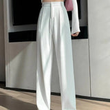 Damen Hohe Taille mit Taschen Stoffhose
