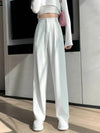 Damen Hohe Taille mit Taschen Stoffhose