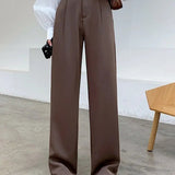Damen Hohe Taille mit Taschen Stoffhose