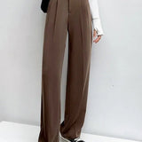 Damen Hohe Taille mit Taschen Stoffhose