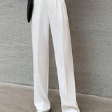 Damen Hohe Taille mit Taschen Stoffhose