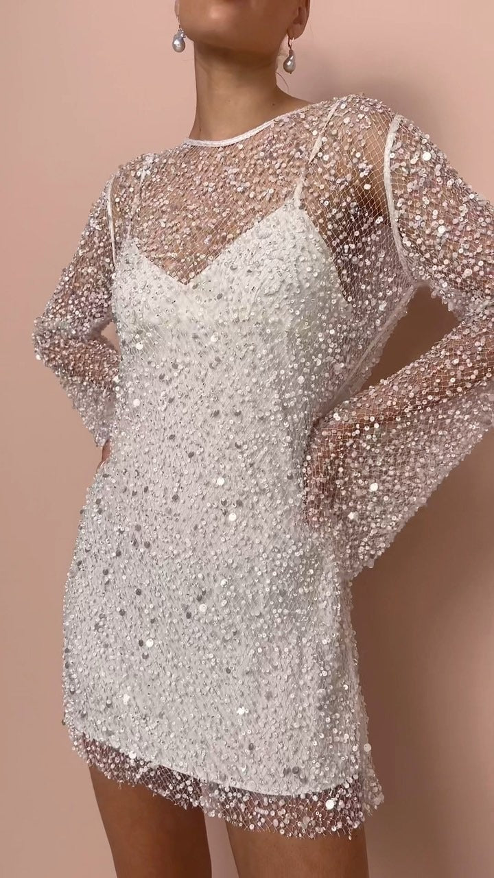Sky | Damen Glitzer Partykleid | Mini