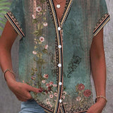 Autumn | Floral Pattern V-Neck Blouse