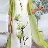 Daisy | Blumenmuster Transparent Cardigan Zweiteiliges Set