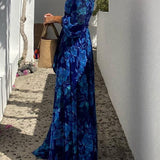 Cleo | Schulterfrei Blumenmuster Maxi Abendkleid