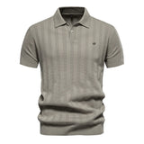 Herren Kurzarm Rippstrick Poloshirt