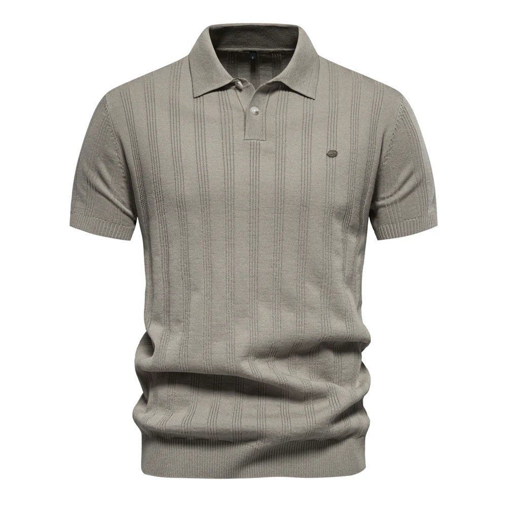 Herren Kurzarm Rippstrick Poloshirt