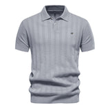 Herren Kurzarm Rippstrick Poloshirt