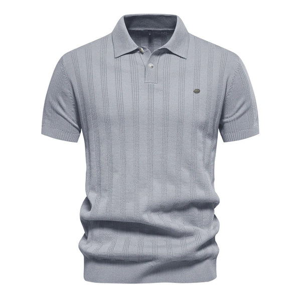 Herren Kurzarm Rippstrick Poloshirt