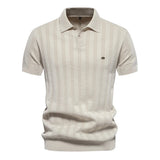 Herren Kurzarm Rippstrick Poloshirt