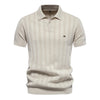 Herren Kurzarm Rippstrick Poloshirt