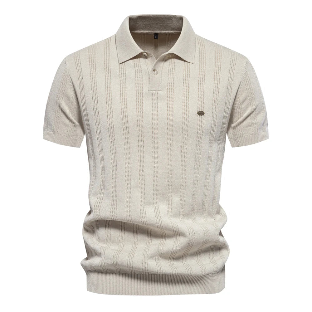 Herren Kurzarm Rippstrick Poloshirt