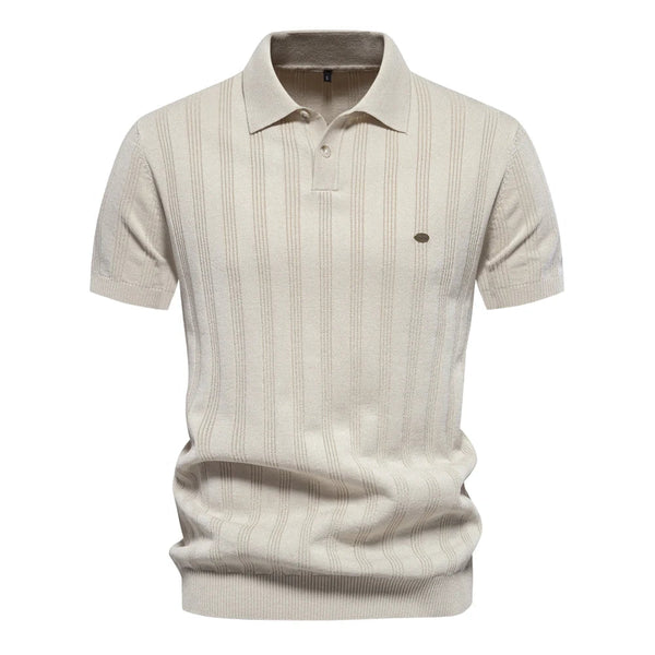 Herren Kurzarm Rippstrick Poloshirt