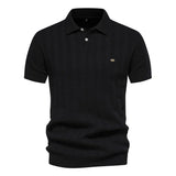 Herren Kurzarm Rippstrick Poloshirt