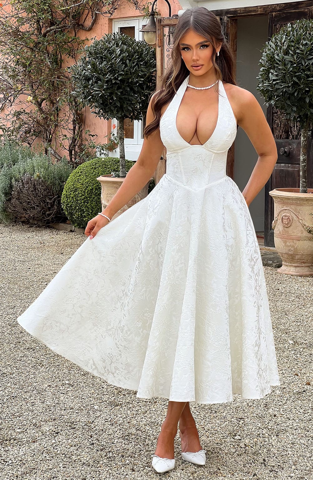 Simone | V-neck Embellished Wedding Guest Dress