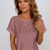 Celeste | Loch Embroidery Crew Neck Top