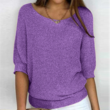 Damen 3/4-Ärmel Strickpullover | Lässiger