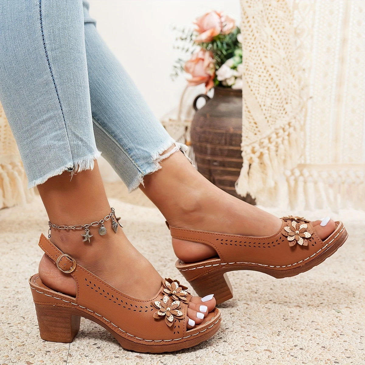 Selena | Knöchelriemen Verstellbar Sandalen