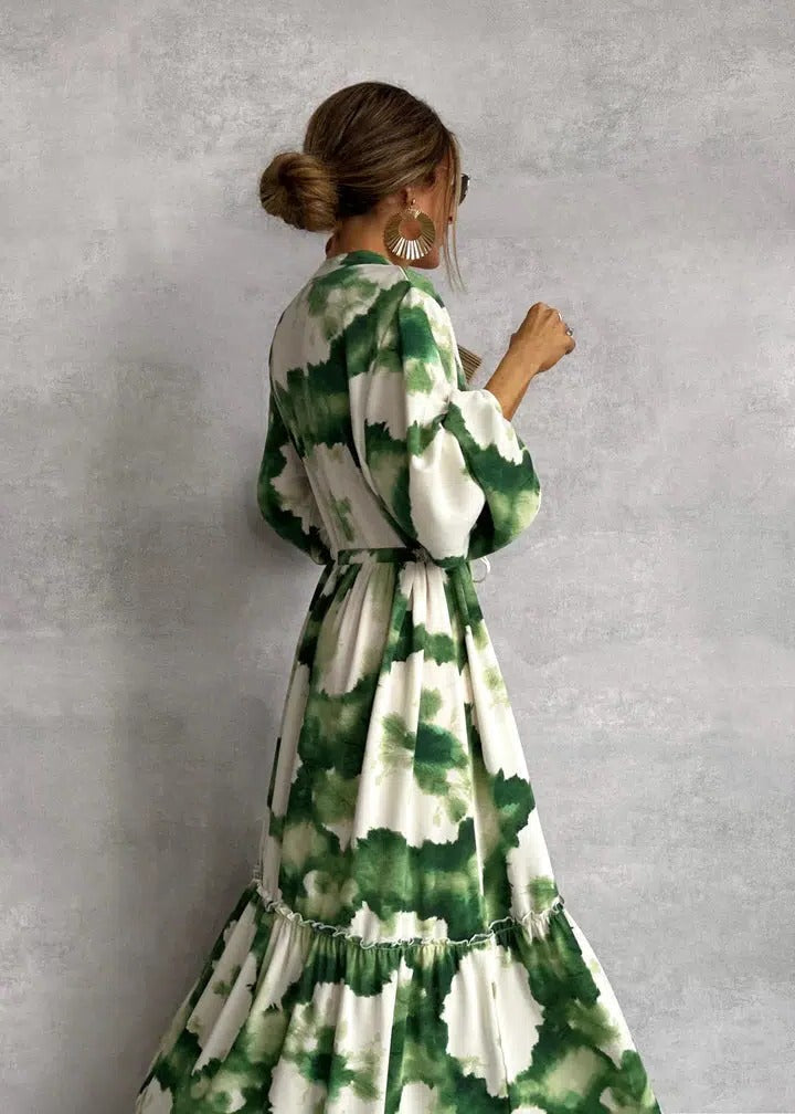 Yolanda | Langarm Stufig Maxikleid
