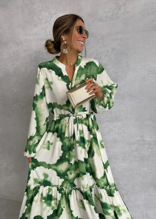 Yolanda | Langarm Stufig Maxikleid