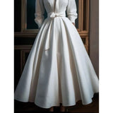 Ramona | V-Ausschnitt Langarm Midikleid