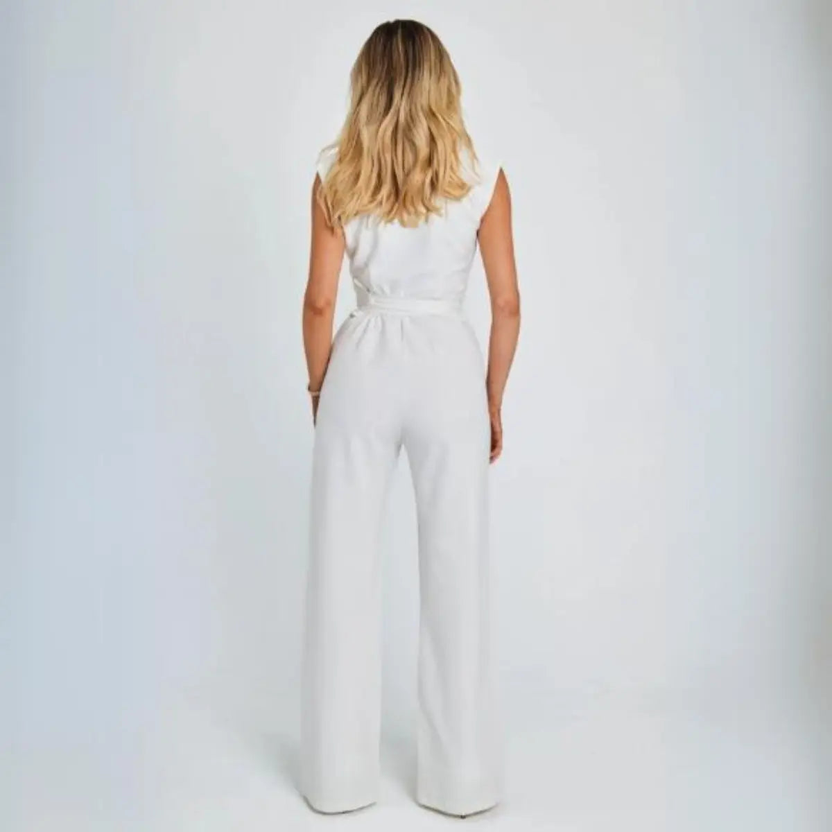 Hannah | Weites Bein Ärmellos Jumpsuit