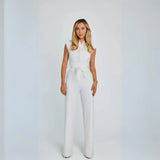 Hannah | Weites Bein Ärmellos Jumpsuit